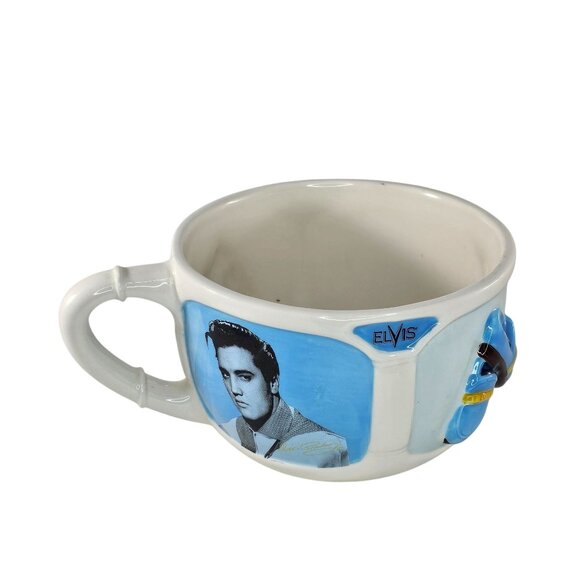 Elvis Presley Ceramic Mug With Blue Suede Shoes Design Collectible 1999 By Vando - Picture 1 of 8
